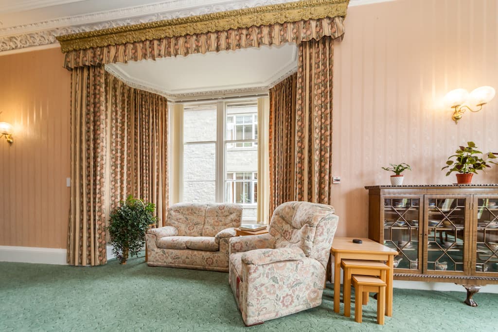 Lounge at Kincarrathie Residential Care Home, Perth, Scotland