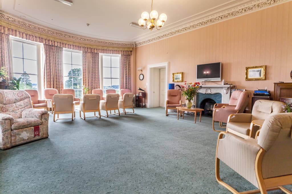 Lounge at Kincarrathie Residential Care Home, Perth, Scotland
